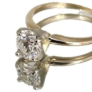 14k Yellow Gold Round Brilliant Diamond Lab Grown Engagement Ring 1.03 Ct, S6.25
